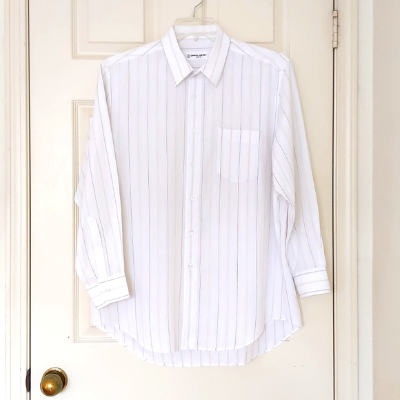 Pierre Cardin Men's Dress Shirt with embroidered logo and multi color stripes. - Picture 5 of 7